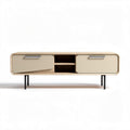 Wooden TV stand with storage compartments in light beige 150 x 40 x 45cm