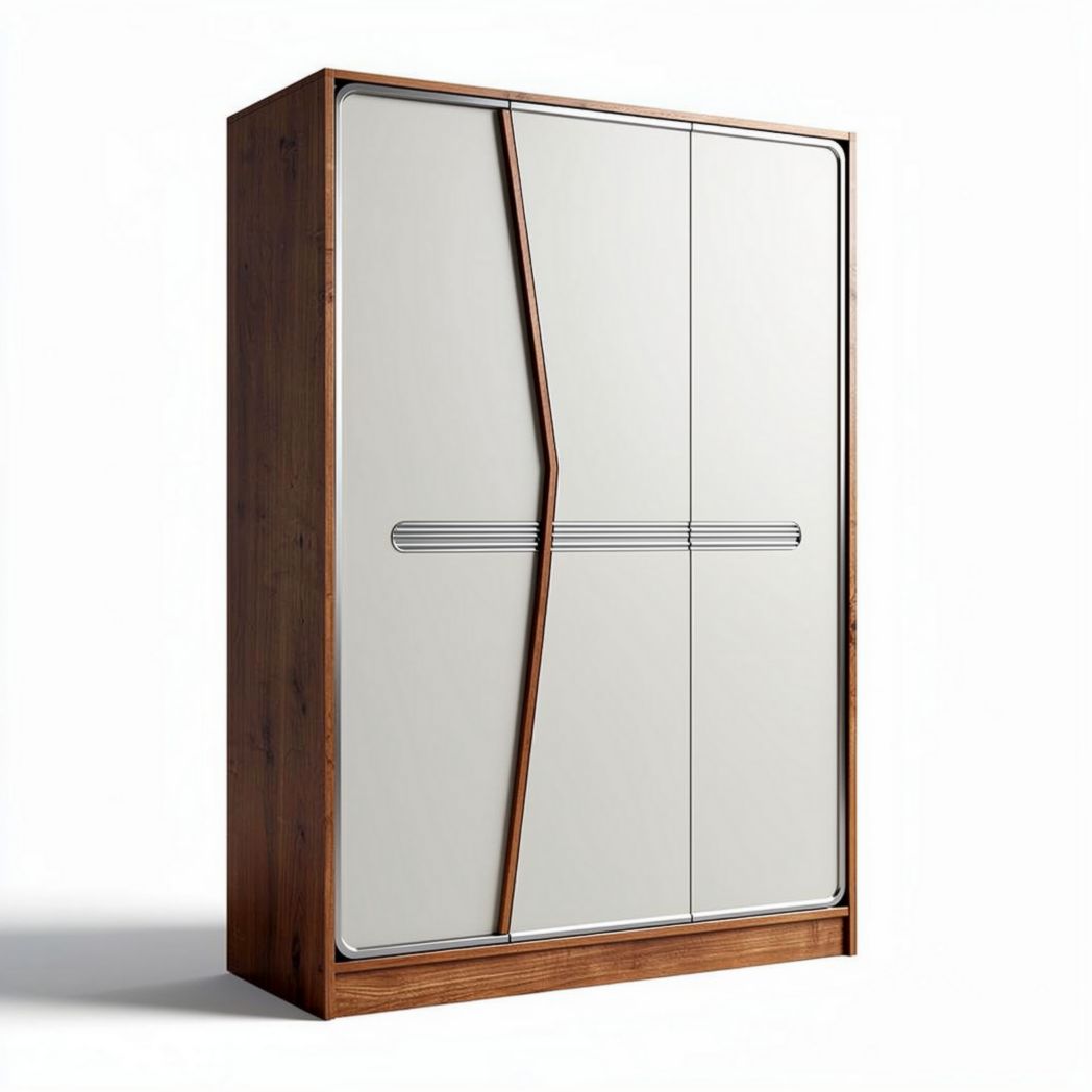 Wooden wardrobe with glossy finish doors and modern design 150 x 70 x 200cm