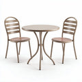 Metal outdoor bistro table set with two chairs in taupe color 80 x 80 x 75cm