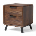 Wooden nightstand with two drawers and metal legs 24 x 20 x 24 inches