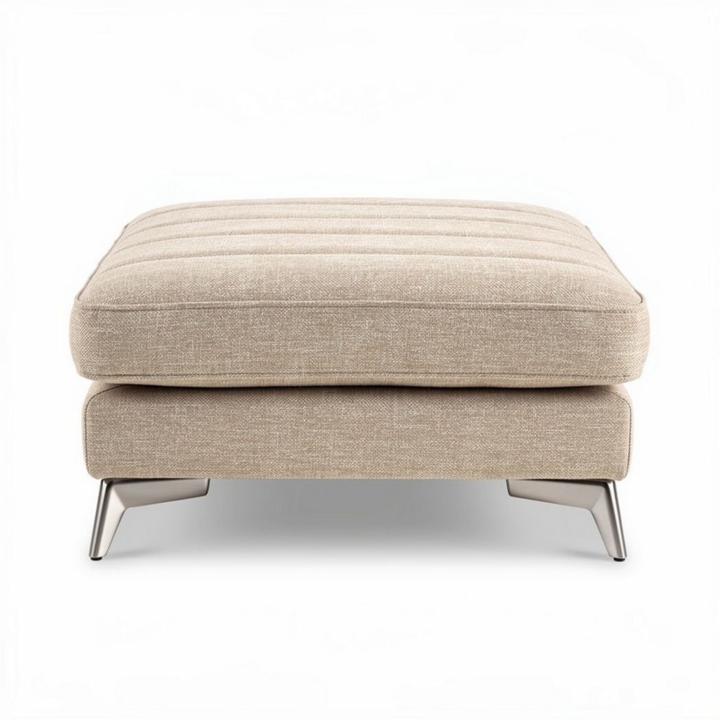 Fabric ottoman footrest with modern design in beige 70 x 70 x 30cm