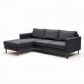 Modern sectional sofa in dark gray fabric with wooden legs 220 x 100 x 85cm
