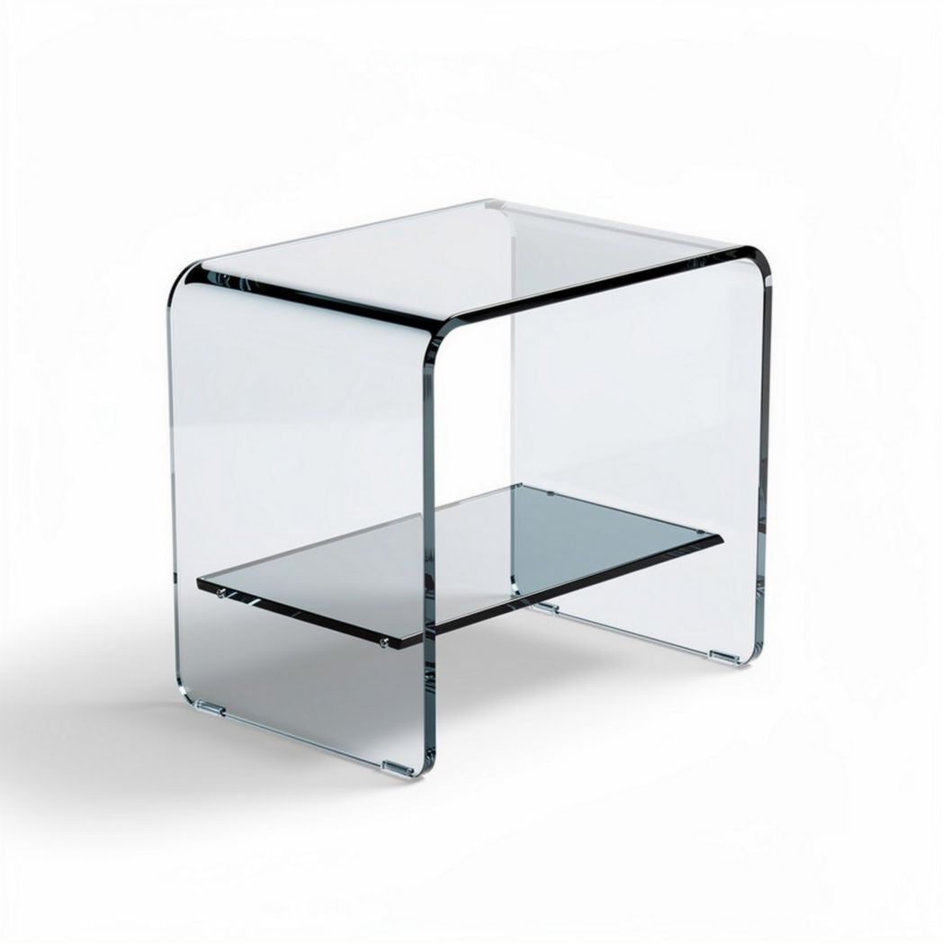 Acrylic side table with lower shelf for living room 40 x 30 x 35cm