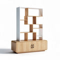 Wooden bookshelf with storage cabinet and open display space 120 x 40 x 180cm