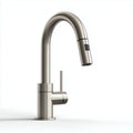 Matte black kitchen faucet with brass accents and single handle design