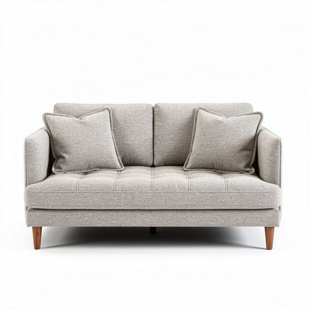 Fabric loveseat with two cushions for living room 180 x 80 x 85cm light gray