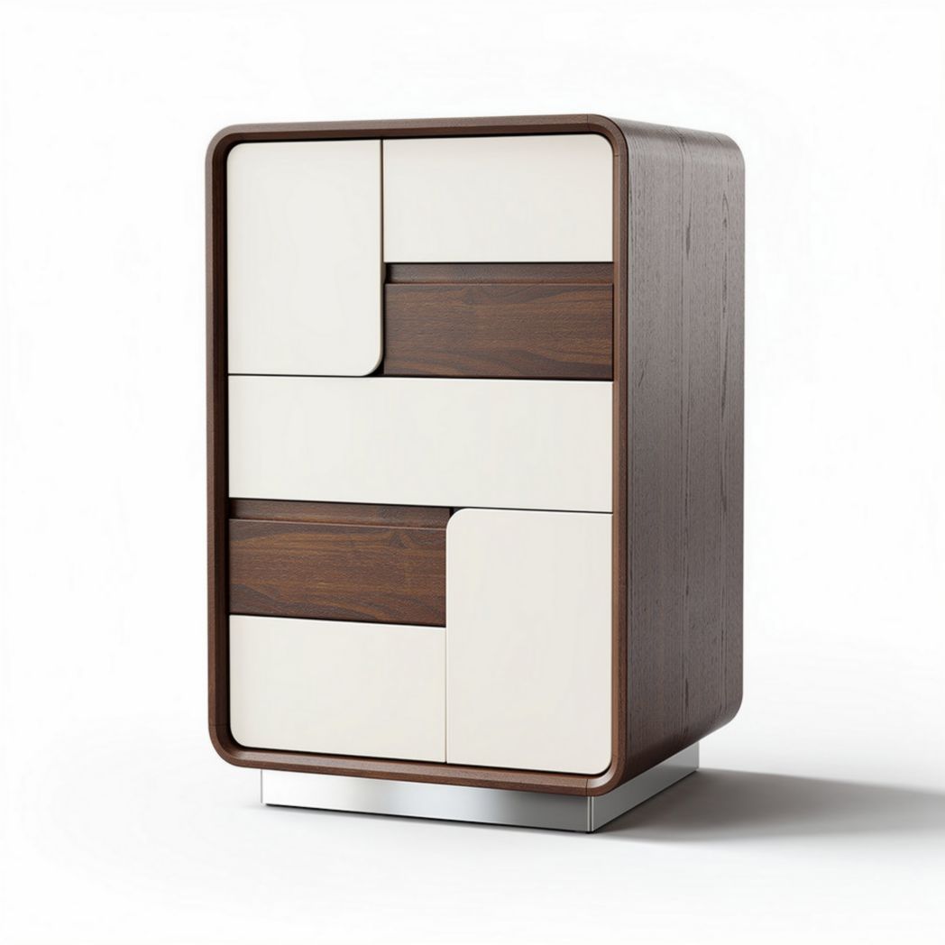 Modern nightstand with wooden and white finish storage drawers 40 x 30 x 60cm